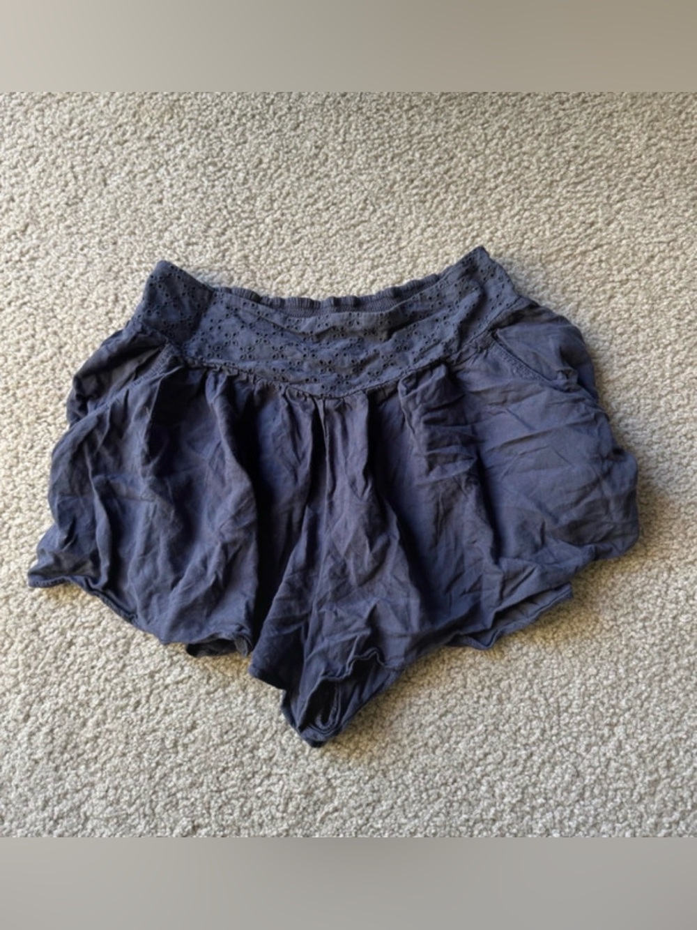 Urban Outfitters Navy Eyelet-Waist Flutter loose sexy y2k Shorts
